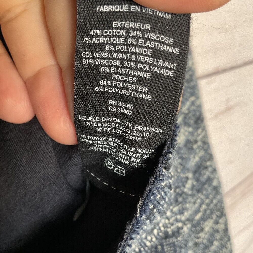 THEORY Jacket Womens Medium Moto Jacket Blue Tweed Raw Hem Neutral Minimalist - Picture 10 of 16